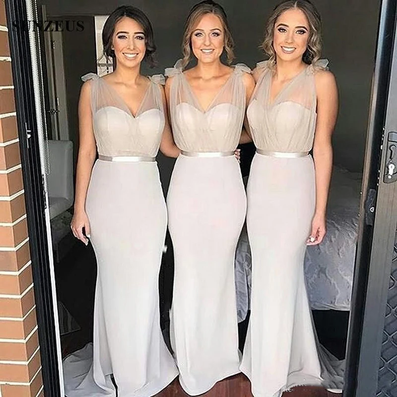 Glamorous V-neck Mermaid Bridesmaid Dresses Women's Bridal Party Wear Dress Custom Made Prom Gowns Plus Size