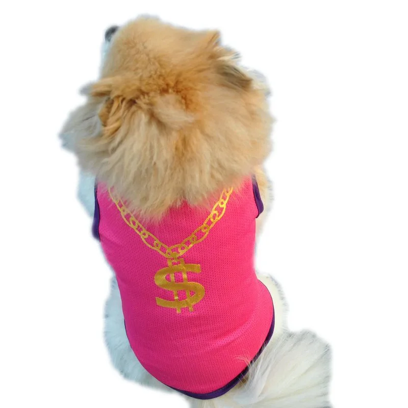 American Style Us Dollars Summer Mesh Dog Vests Pink Rose Black Shirt Dog Clothing Dog Clothes