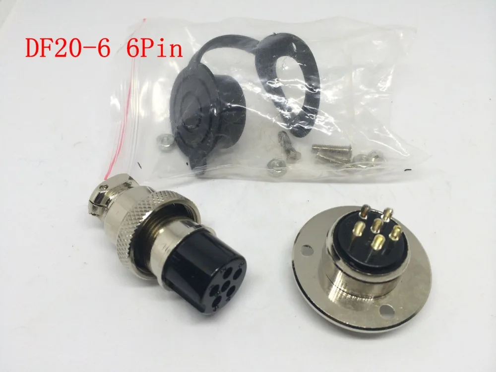 1 Set flangia in metallo 20mm testa GX20-6 connettore maschio spina aeronautica 6pin DF20-6