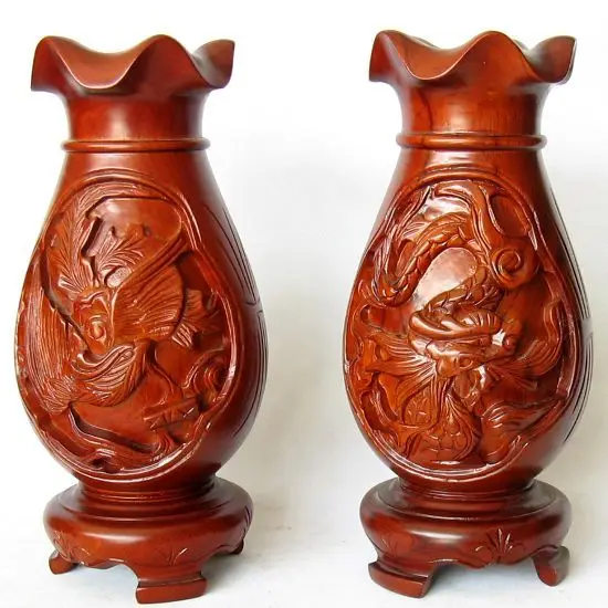 Rosewood rosewood crafts vase vase ornaments jewelry Home Furnishing Longfeng 30 cm