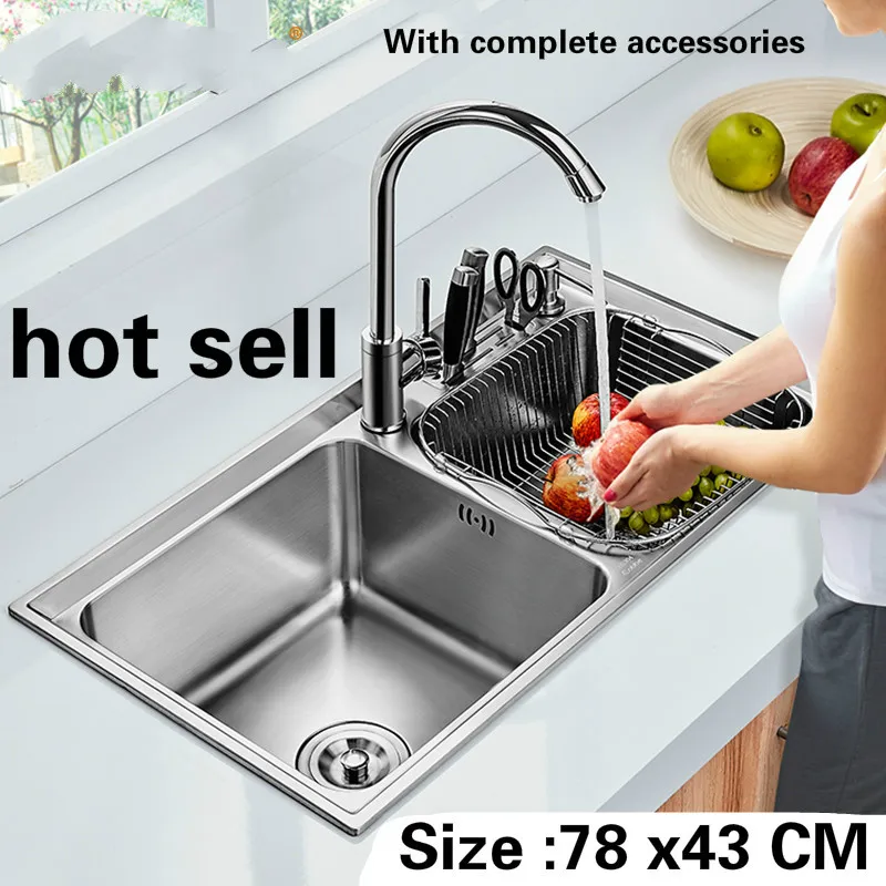 

Free shipping Food grade 304 stainless steel hot sell kitchen sink 0.8 mm thick ordinary double trough 78 x43 CM