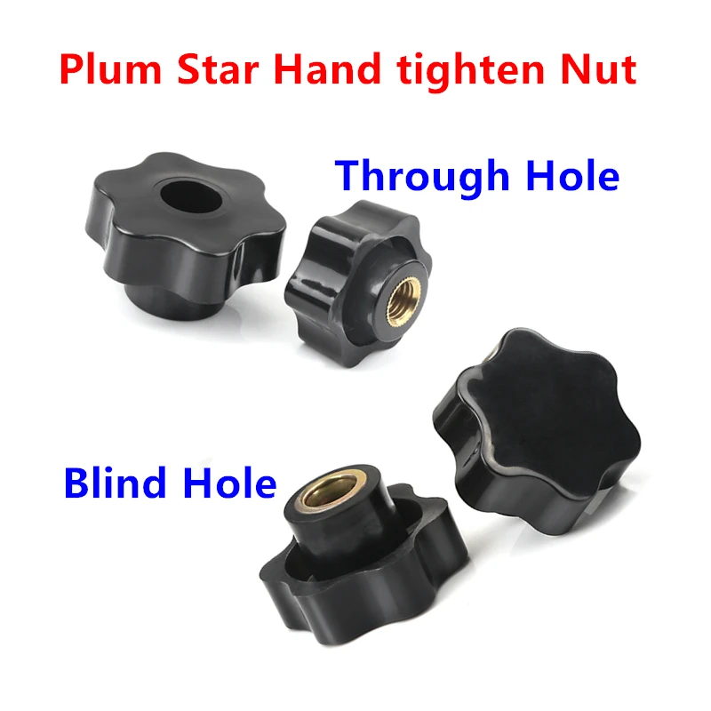 

Knob Hand Nut M5 M6 M8 M10 Plum Bakelite hand tighten nuts Handle Thread Star Mechanical Black Thumb Nut Clamping Manual Nuts