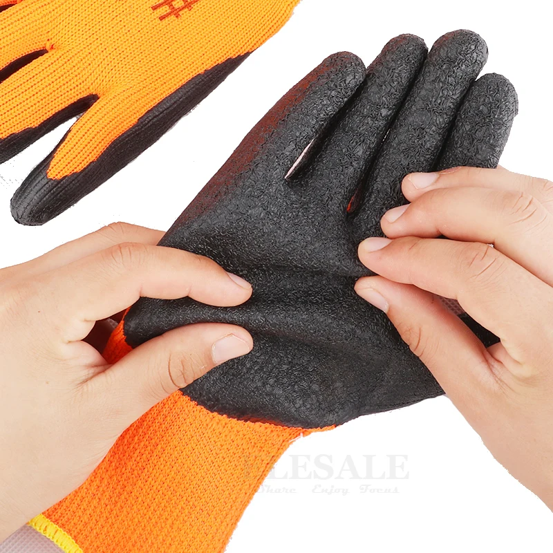 5-Pairs Winter Thermal Anti-Slip Waterproof Work Gloves Latex Rubber Coated For Garden Repairing Builder Work Safety Gloves