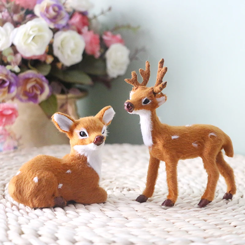 

artificial sika deer model polyethylene&furs prone and standing deers handicraft home,desk decoration gift a2037