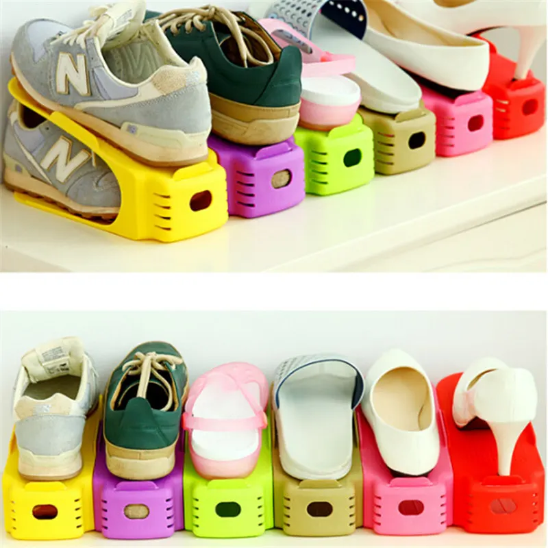 Hot Korean style double shoe rack simple plastic shoe rack Creative living room versatile shoe shade small space shoe rack QW112