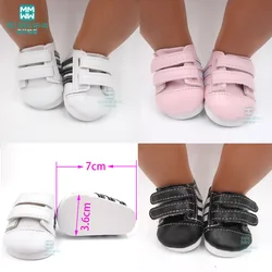 Mini tênis de bebê 7cm branco, sapato para boneca se encaixa em 43 cm, acessórios para bonecas recém-nascidas e bonecas americanas