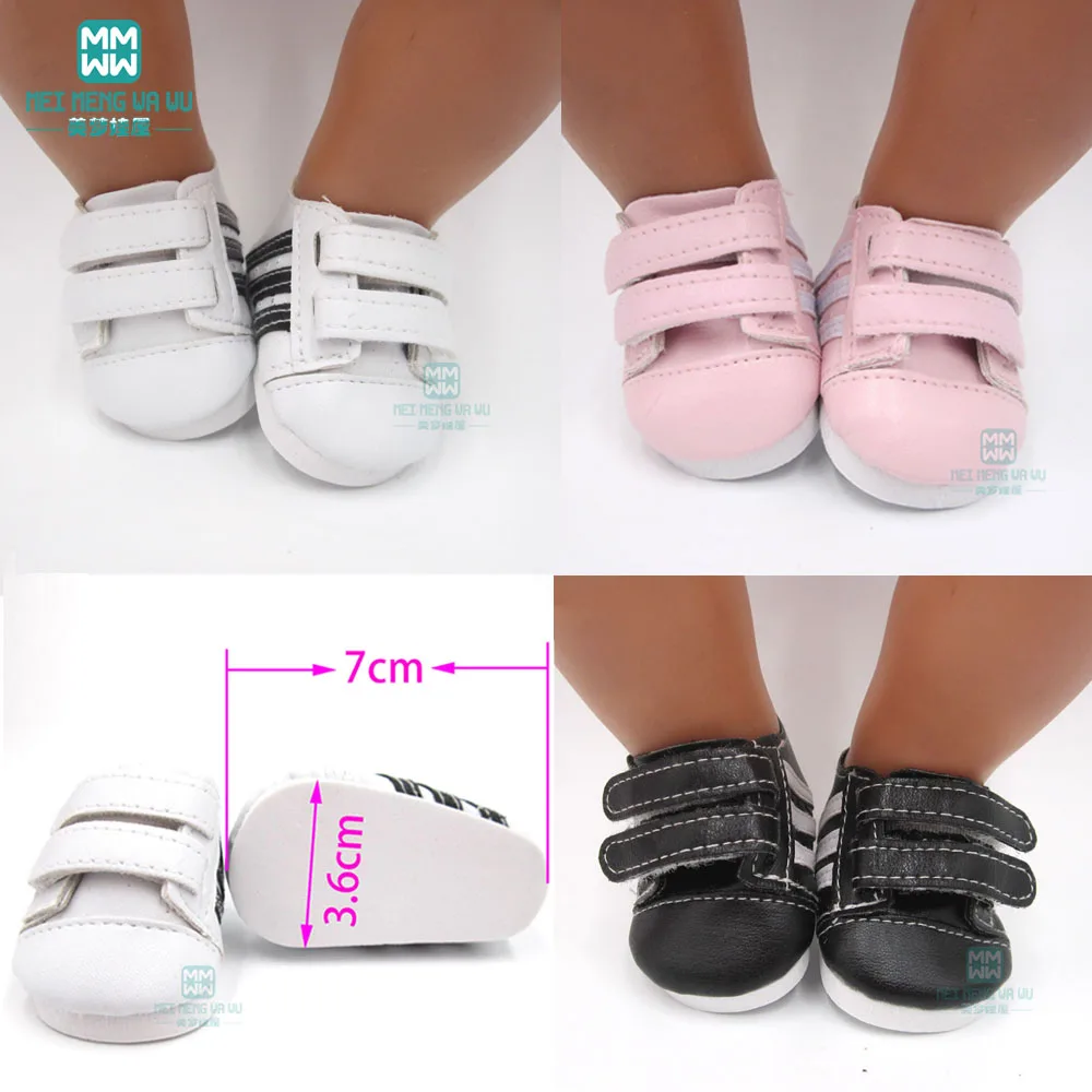 미니 7cm 베이비 화이트 스니커즈 신발 인형, 43 cm 장난감, 신생아 인형 액세서리 및 미국 인형