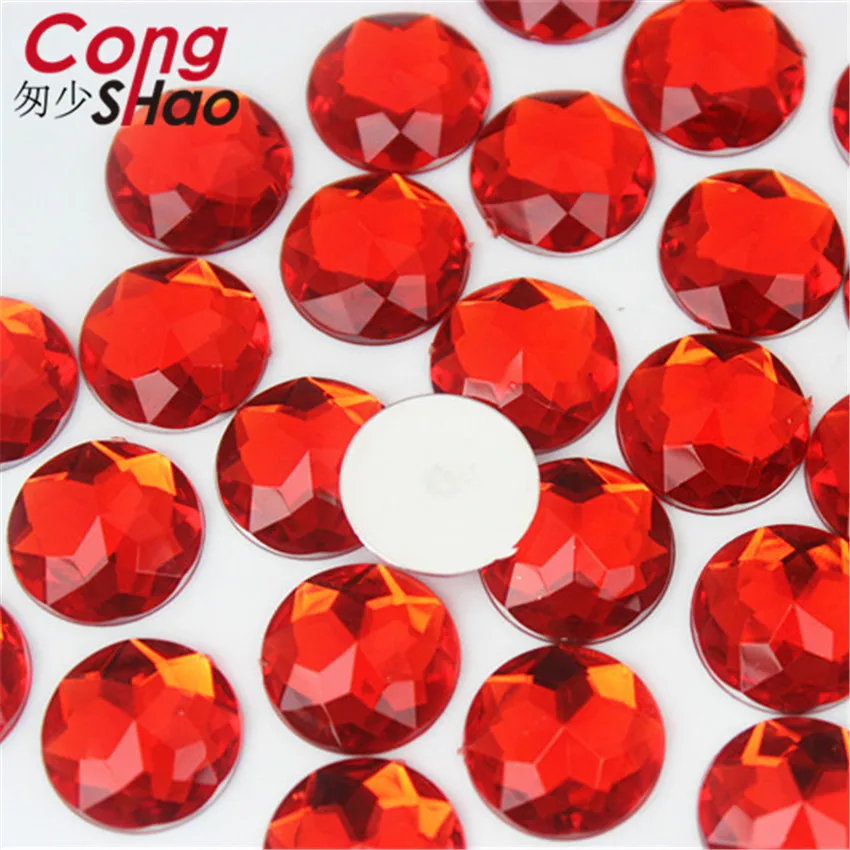 Cong Shao 50pcs 16mm Colorful Round Acrylic Rhinestone Trim Flatback Stones And Crystals DIY Wedding Dress Accessories ZZ672