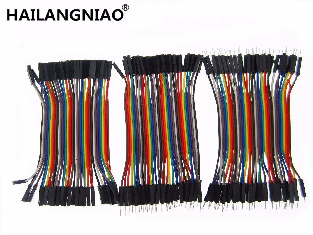 120 шт. Dupont макетная плата, перемычки для печатных плат, 10 см, 2,54 мм, провод штекер-штекер \ штекер-гнездо/гнездо-гнездо, соединительный кабель 10 см DIY