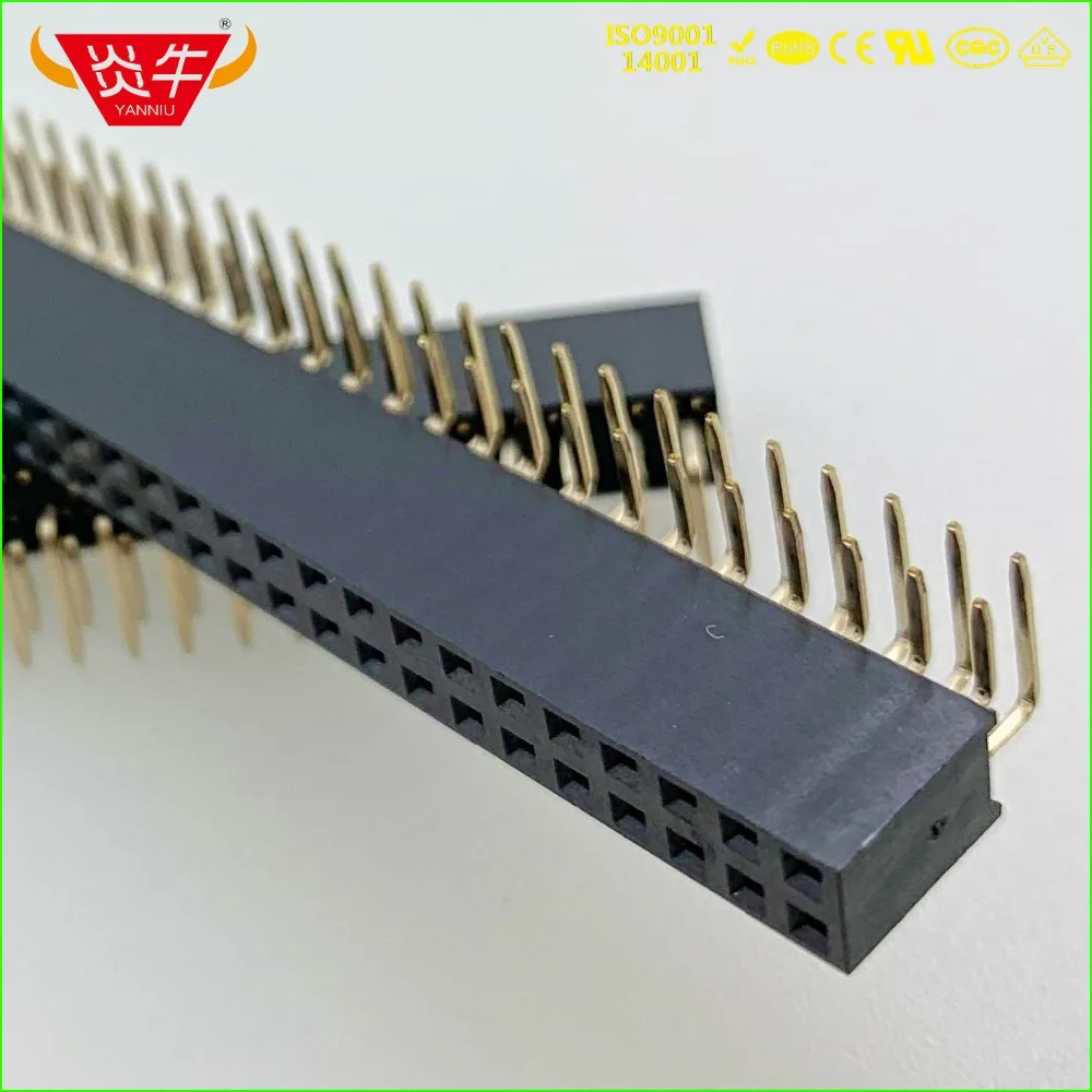 

50Pcs 1.27mm PITCH 2X50P 100PIN STRIP CONNECTOR SOCKET DOUBLE ROW RIGHT ANGLE FEMALE HEADER HIGH TEMPERATURES GOLD PLATED