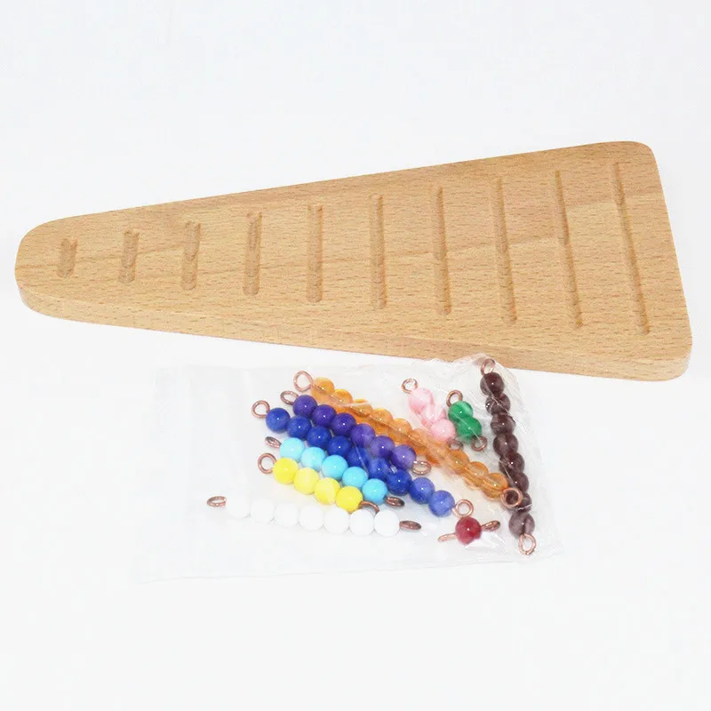 Baby Toy Montessori Colored Bead Stairs with Tray Math Early Childhood Education Preschool Training Learning Toys