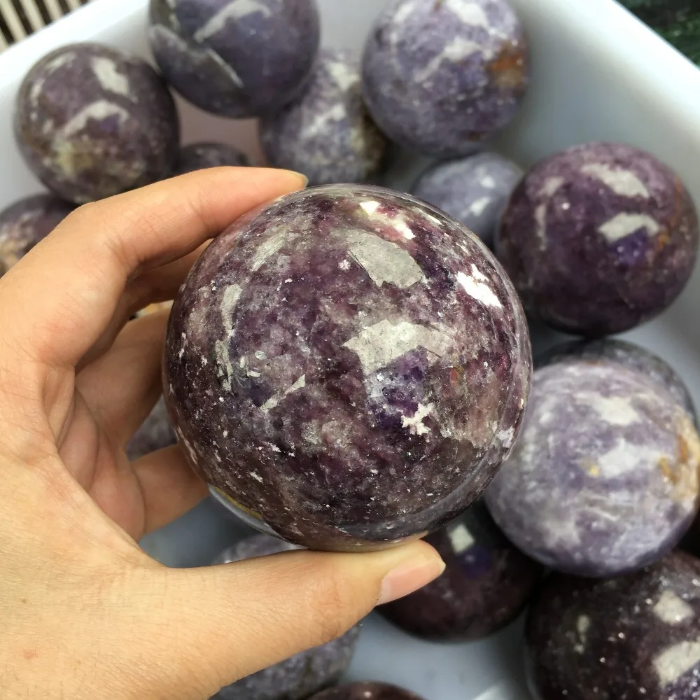 65mm  Natura Purple Mica Ball Quartz Crystal Sphere Chakra Healing Crystal Stone Meditation Mineral Specimen Home