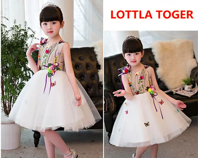 

Summer Girl Dress Floral Butterfly Embroidery Kids Dresses For Girls Party Wear Princess Girl Clothes For 1-12T Birthday Dress