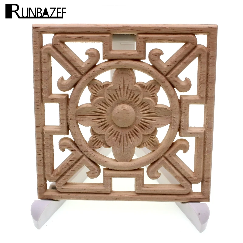 RUNBAZEF Arrival Vintage 1pc Wood Carved Corner Onlay Applique Unpainted Furniture Cabinet Decorative Figurines Wooden Miniature