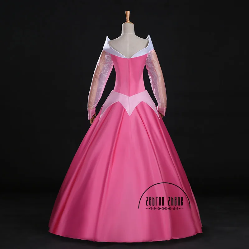 Top Quality ! Aurora Princess Cosplay Costume Pink Dress For adult Girl Women Halloween Party Costume Dress