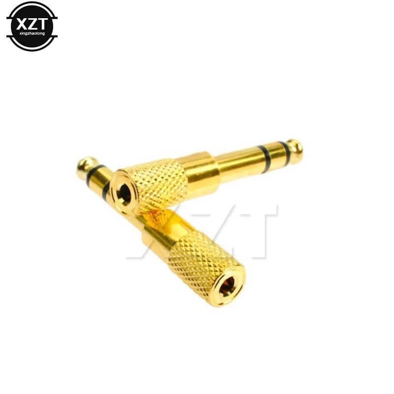 1Pcs 6.5mm 3.5mm Jack Plus Stereo Music Headphone Male to Female 6.5 3.5 Gold Adapter new high quality