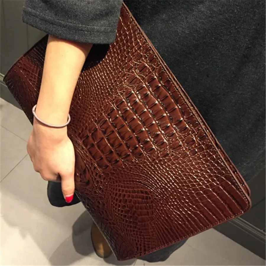 New Brand Crocodile Pattern Day Clutches PU Leather Envelope Women Messenger Bag Praty Evening Bag Handbags Purses