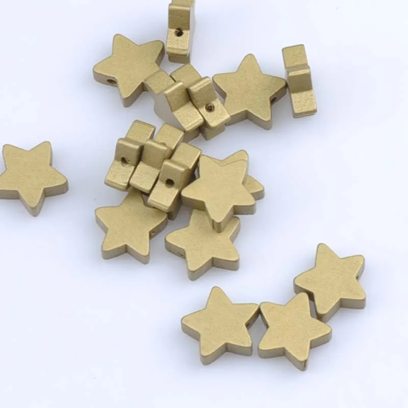 Gold and silver Color Natural Wooden Star Wooden Spacer Beads For Jewelry making DIY kids 19mm 20pcs MT1487X