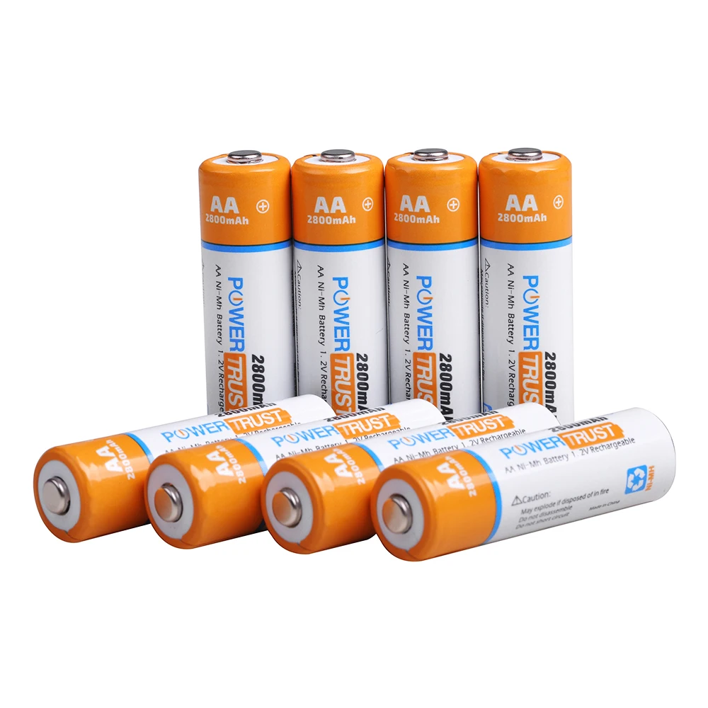 PowerTrust 8 Packs 2800mAh High-Capacity AA AAA NiMH Rechargeable Batteries for Calculator, MP3 Player, Electric Toys