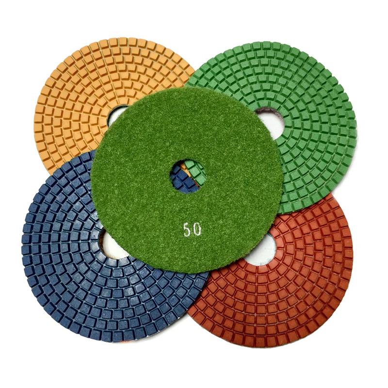 RIJILEI 10 Pieces/Lot 5 Inch Diamond Polishing Pad Wet Granite Polishing Pads 125mm Diamond Polishing Pads Marble Concrete 5DS1