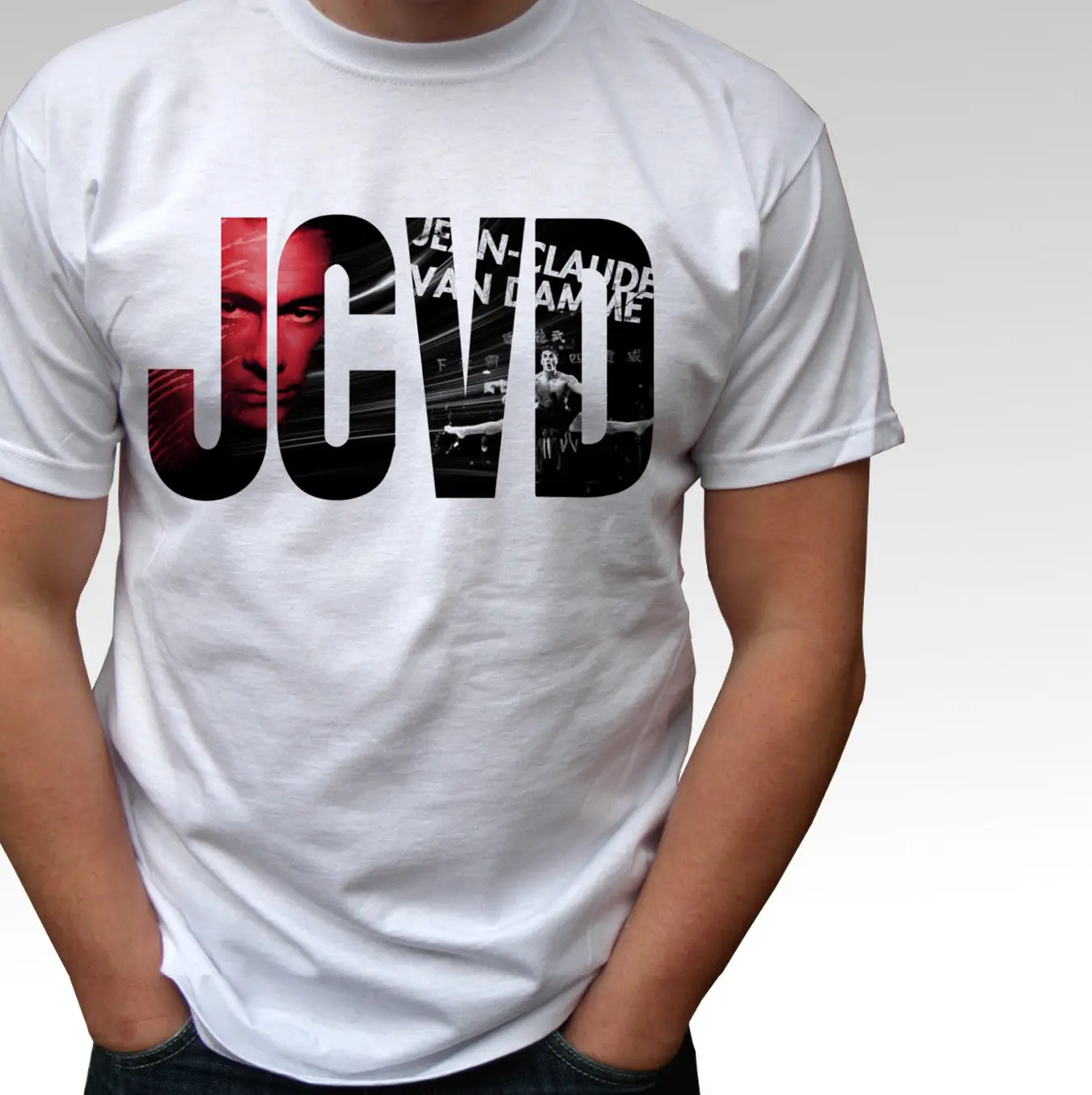 Printed T-Shirt Men JCVD Logo Jean Claude Van Damme White T Shirt Top - Mens and Kids Sizes O-Neck T Shirt