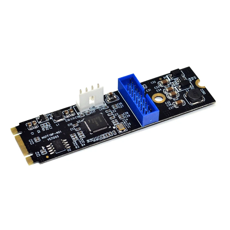 

M.2 NGFF NVME to USB 3.0 19pin Header Convert Card NGFF to 2 Port USB3.0 Expansion Card Transfer Adapter IDE 4PIN Power Supply