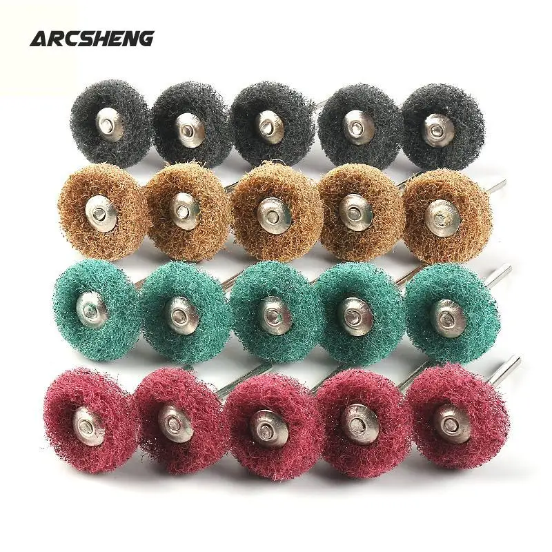 

10pcs Mini Brush Scouring Pad Abrasive Wheel Nylon Fiber Grinding Sanding Head Buffing Polishing Wheel 1"25mm Set For Dremel