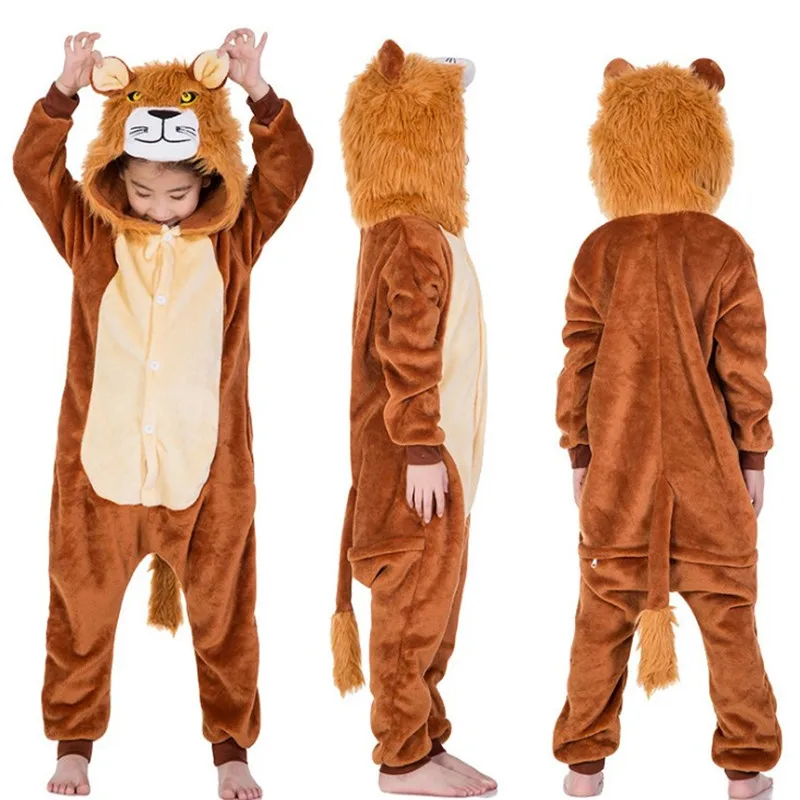 

Children's Animal Kigurumi Tiger Lion Fox Sika Deer Unicorn Kids Onesies Pajamas Cosplay Costume for Halloween Carnival Party