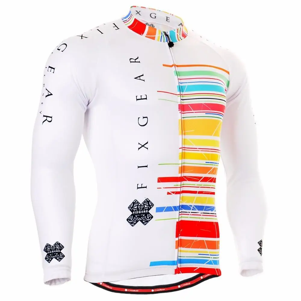 Men`s Long Sleeve Cycling Jersey W/ Useful 3 Rear-pockets & Non-slip Band Bicycle Gear 4 Seasons Comfortable MTB Bike Apparel