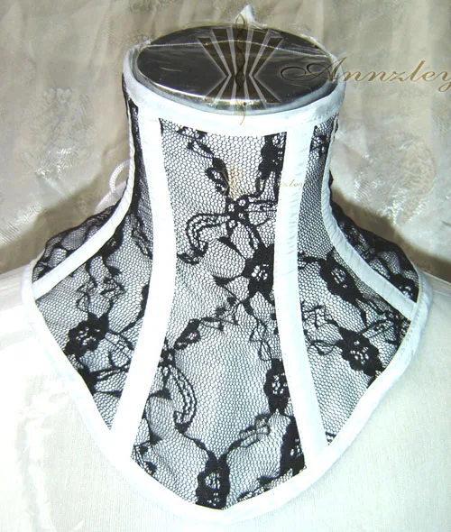 Annzley Black Lace Mesh Neck Corset Burlesque Consumes