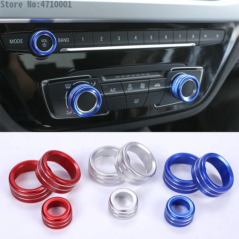 3pcs for BMW 1 2 3 4 Series F30 F46 F46 GT X1 F47 F48 13-17 Car Styling Air Conditioning Knobs Circle Audio Adjustment Accessory