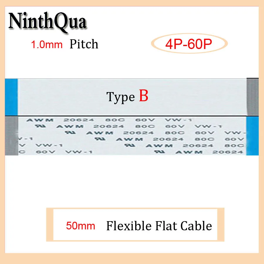 100pcs 50mm Length 1.0mm Pitch Type B Anisotropy FFC FPC Flexible Flat Cable 4P 6P 8P 10P 12P 14P 18P 20P 22P 24P 26P 30P 40P