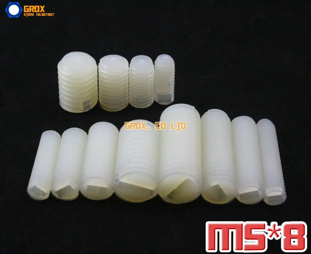 

150 Pieces M5 x 8mm Nylon Grub Screws Cup Point Slotted Set Screw