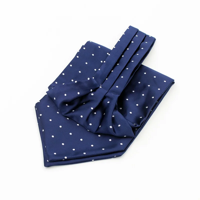 Corbata de poliéster con patrón de Cachemira para hombre, corbata de punto de moda para boda, esmoquin azul Ascot, 1 pieza