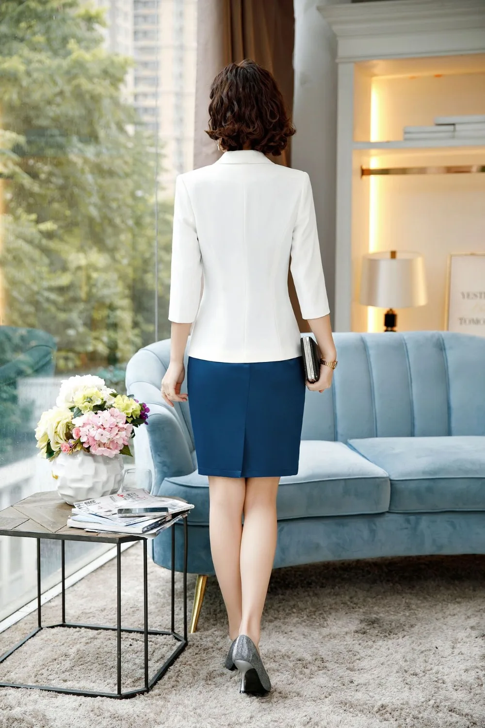 IZICFLY New Spring Summer Ladies Special Occasion Formal Dress Set for Women Jacket Uniform Elegant Business Blazer Suit Work