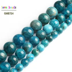 A+ Natural Blue Apatite Bead Round Loose Stone Beads for Jewelry Making Diy Bracelet 15'' Strand 6mm 8mm 10mm