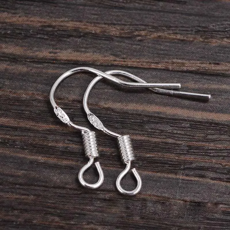 10pcs Real Solid 925 sterling Silver Ear Hooks Wire Spring Earring Clasps For Making Earrings Jewelry Findings Accessories