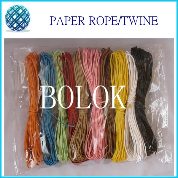 Free shipping DIY paper twine(10yards/bundle) 50pcs/lot, gift packing paper rope 10 color wholesales