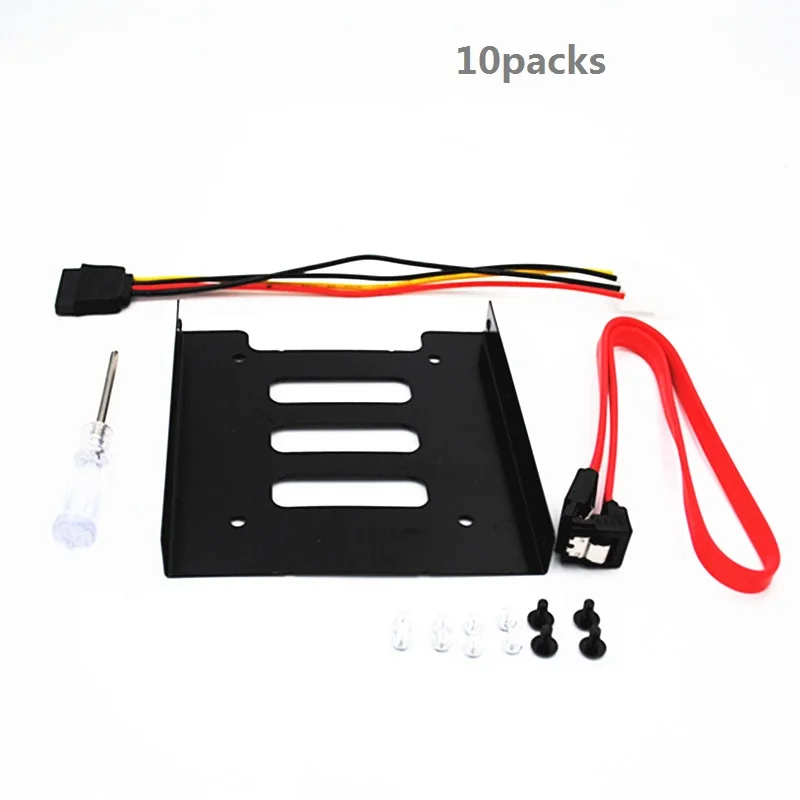 

10Sets/Lot SSD M2 HDD Mounting Bracket 3.5'' to 2.5" Internal Hard Disk Drive Kit Cables 2.5'' to 3.5'' Bay Tray Caddy for PC