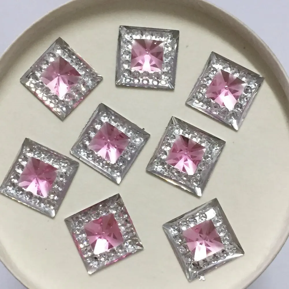 DIY 수지 사각형 모양 플랫백 라인석 웨딩 장식 공예, 80 피스 10mm ID53 * 2
