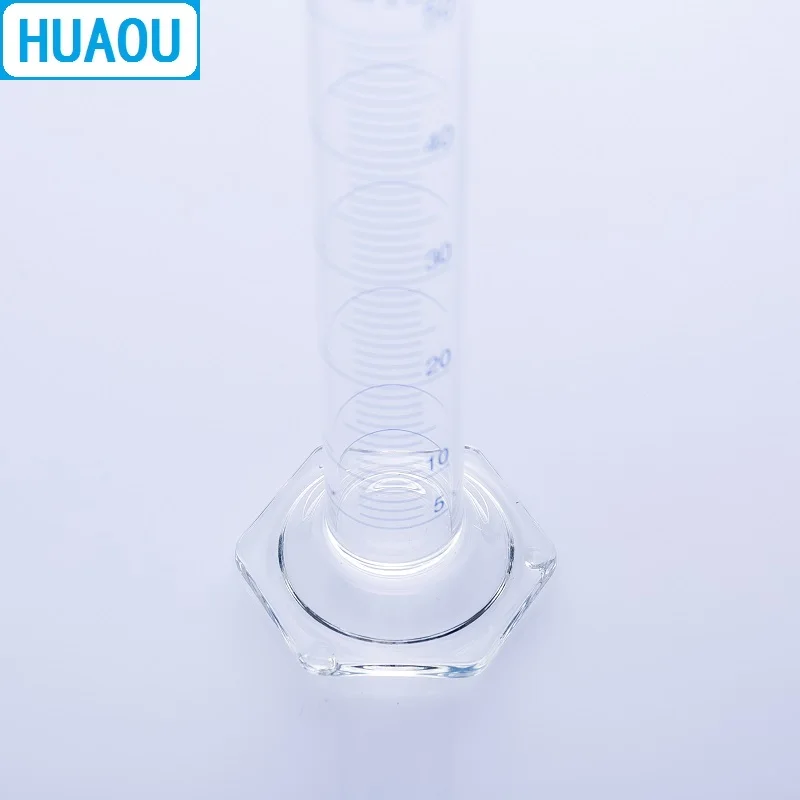 HUAOU 250mL Measuring Cylinder with Hexagonal Base Borosilicate 3.3 Glass Spout Graduation Laboratory Chemistry Equipment