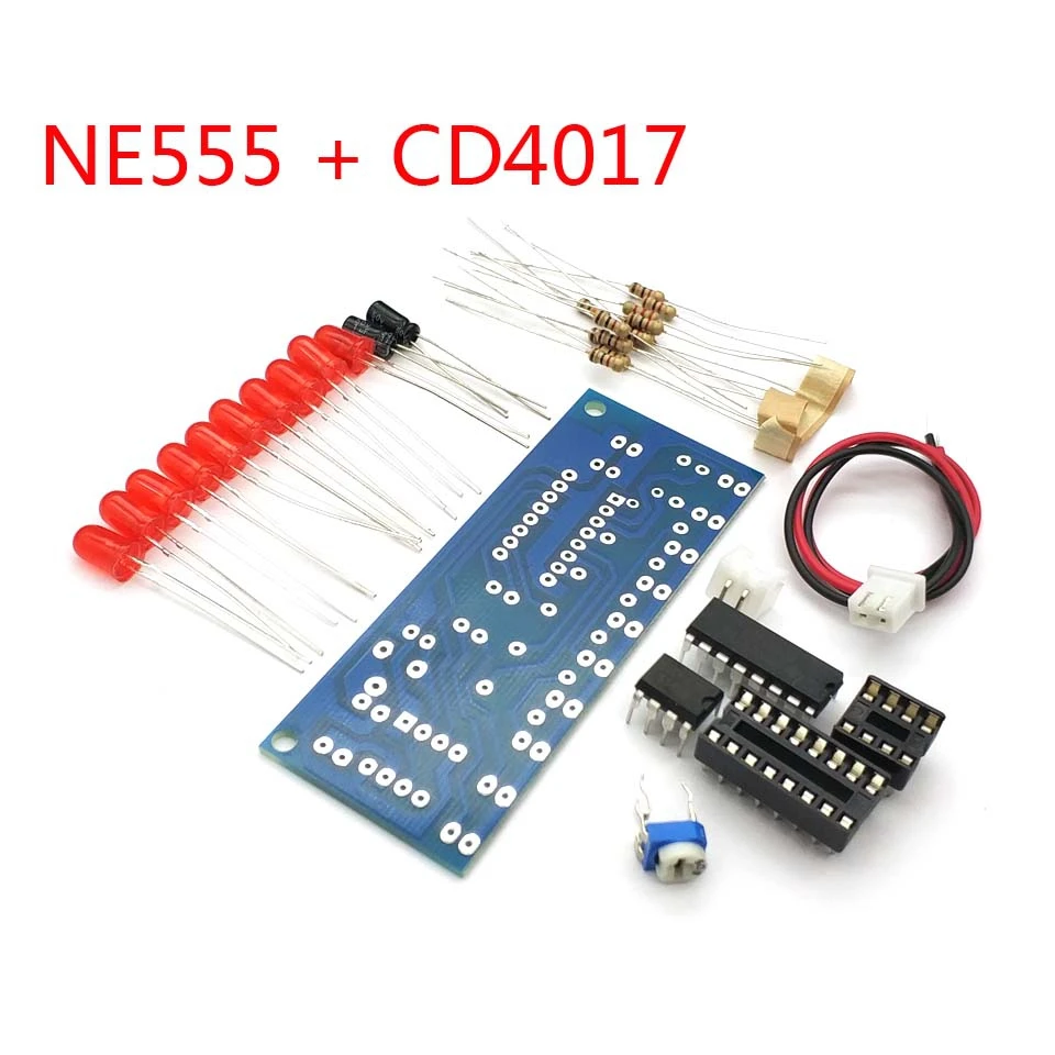 NE555 + CD4017 Practice Learing Kits LED Flashing Lights Module Electronic Suite LSD-10 3-4.5V DIY For Uno