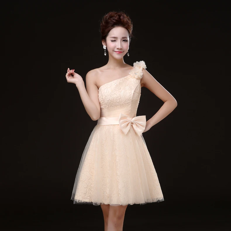 Sweet bridesmaid dress short paragraph 2021 new fashion design bow champagne prom dress free shipping