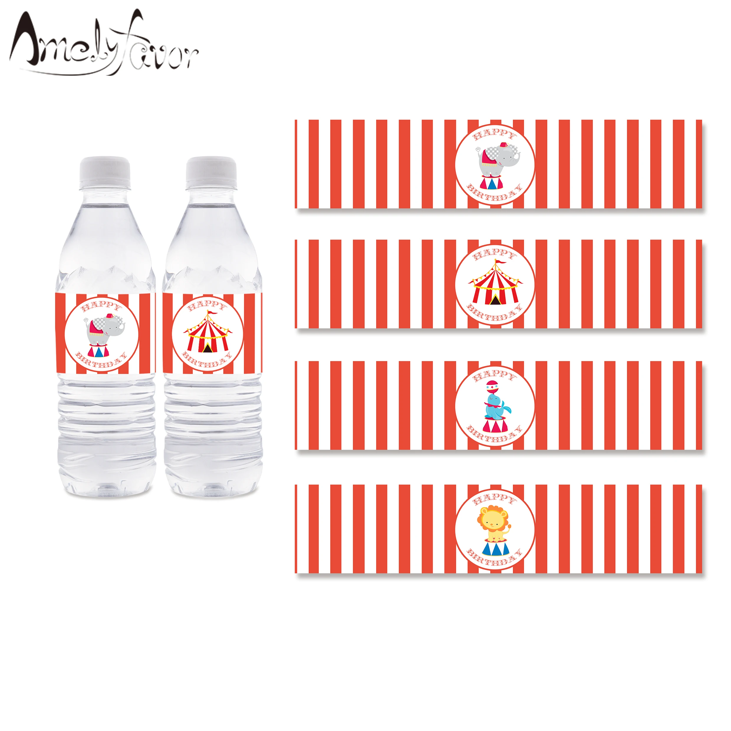 Circus Party Water Bottle Labels Circus Water Bottle Wrappers Kids Birthday Party Decorations Supplies Circus Party Decoration