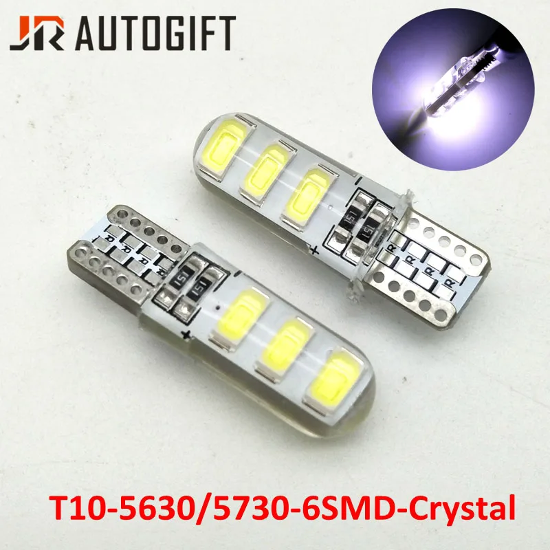 

100X Auto LED lights DC 12V 24V W5W 5730 6SMD T10 194 501 360 Degree White Crystal with silicone material