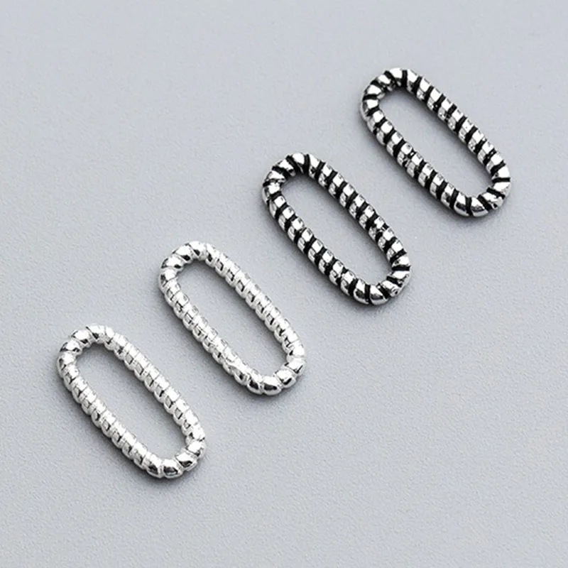 1pc 100% 925 Sterling Silver Thread Oval Ring Connectors Craft Fancy Circle Charms Connection DIY Necklace Bracelets Jewelry