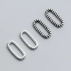 1pc 100% 925 Sterling Silver Thread Oval Ring Connectors Craft Fancy Circle Charms Connection DIY Necklace Bracelets Jewelry