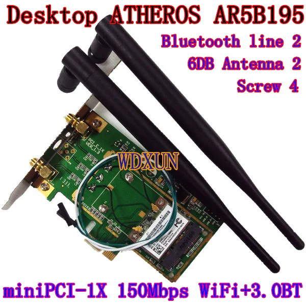 Desktop adapter con 2 pz antenna ar5b195 802.11n wlan scheda wireless 150 m wifi 3.0BT