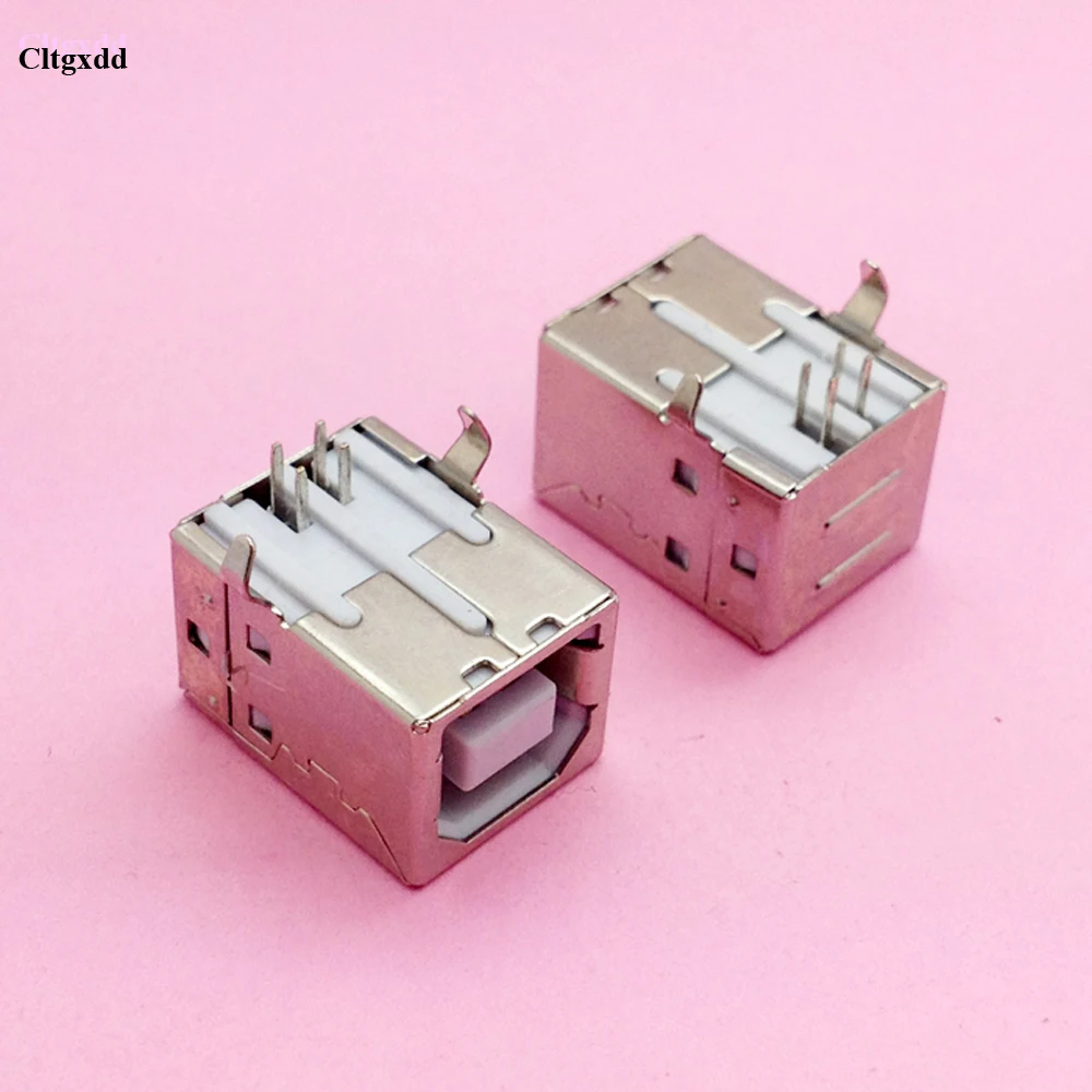 cltgxdd 5-10pcs Square Usb Socket B Type Female 90 Degree Pcb Welding Parent Connector For Data Printer