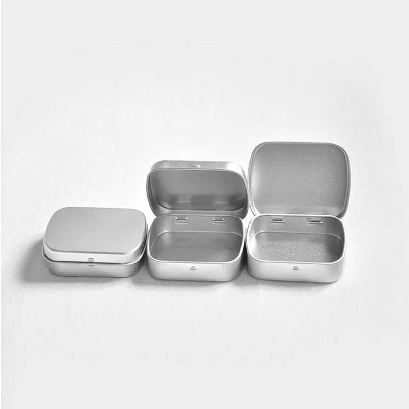 

Mini Tin Box Gift Box Mint Metal Box White Black Silver Rectangle Plain Storage Boxes W9293